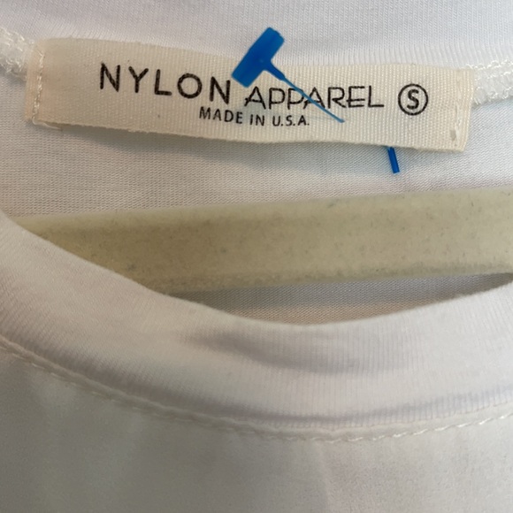 Nylon Apparel White Long Tank W Words Sz Sm - Picture 2 of 10